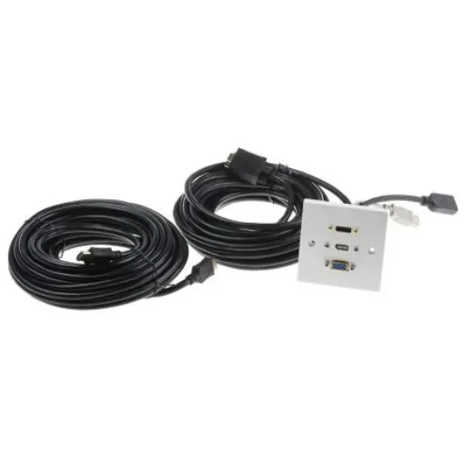 RS PRO Single Gang 3 Way Female HDMI, SVGA, USB A Faceplate - 9194040 product image
