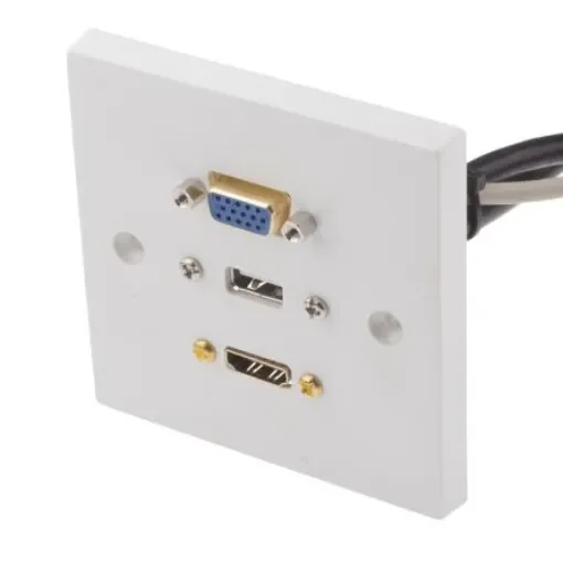 RS PRO Single Gang 3 Way Female HDMI, SVGA, USB A Faceplate - 9194047 product image