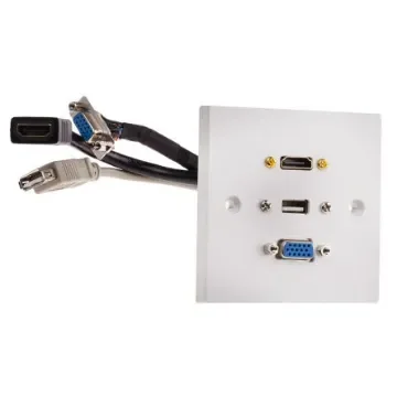 RS PRO Single Gang 3 Way Female HDMI, SVGA, USB A Faceplate - 9194056 product image