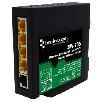 Brainboxes SW-735, 5 Port Ethernet Switch With PoE product image