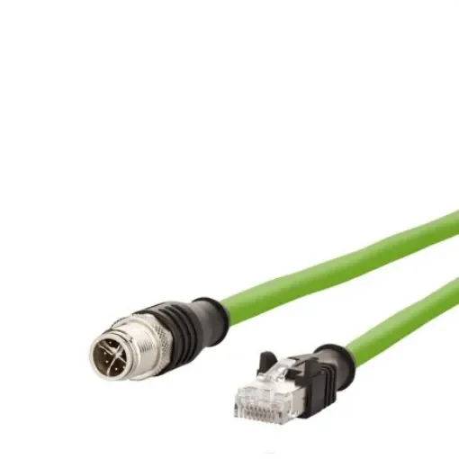 Metz-Connect30064260, 1m Cat6a, Green M12 to Male RJ45 Male, Shielded, Unterminated Polyurethane Sheath product image