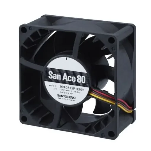 Sanyo Denki Axial Fan, 12 V dc, dc Operation, 2.96m³/min, 18.24W, 1.52A Max, 80.5 x 80.5 x 38.5mm - 9RA0812K1001 product image