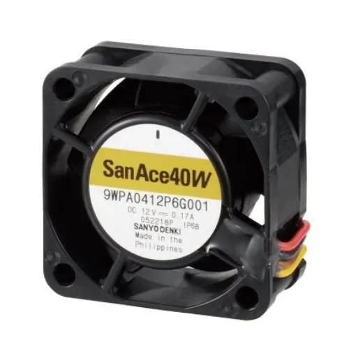 Sanyo Denki Axial Fan, 12 V dc, AC/DC Operation, 0.38m³/min, 2W, 170mA Max, 40 x 40 x 20mm - 9WPA0412P6G001 product image