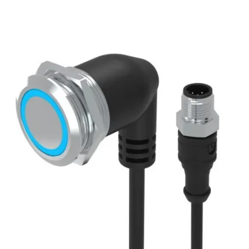 EAO 82 Series Illuminated Push Button Switch, Momentary, Panel Mount, 22mm Cutout, 1CO, Blue LED, 35V, IP65, IP67 - 82-665A.2124 product image