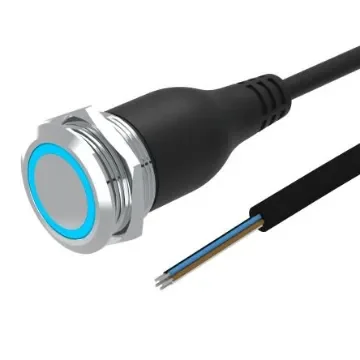 EAO 82 Series Illuminated Push Button Switch, Momentary, Panel Mount, 22mm Cutout, 1CO, Blue LED, 35V, IP65, IP67 - 82-665C.2124 product image