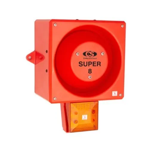 Clifford & Snell YL80 Super Hi Vis Series Amber Sounder Beacon, 24 V dc, IP66, Wall Mount, 120dB at 1 Metre - YL80/DL/A/RF/HV/SU/WR product image
