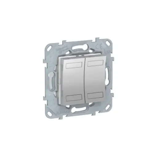 Schneider Electric Grey 2 Gang Key Operated Socket Switch - NU553130 product image