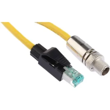 HARTINGM12, 1m Cat6a, Yellow M12 to Male RJ45 Male Shielded, Terminated PUR Sheath - 09478411001 product image