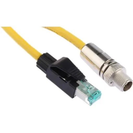 HARTINGM12, 1m Cat6a, Yellow M12 to Male RJ45 Male Shielded, Terminated PUR Sheath - 09478411001 product image