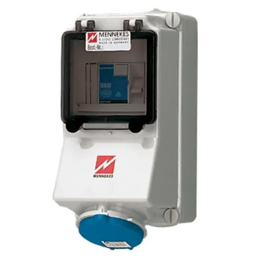 MENNEKES IP44 Blue Wall Mount 3P 25 ° Industrial Power Socket, Rated At 32A, 230 V - 7469 product image