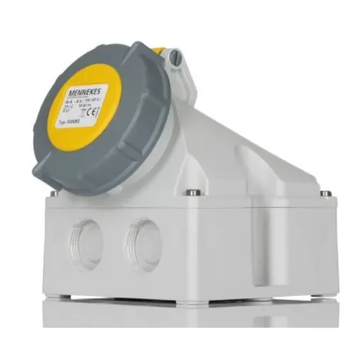 MENNEKES IP67 Yellow Wall Mount 3P 25 ° Industrial Power Socket, Rated At 16A, 110 V - 9300 product image