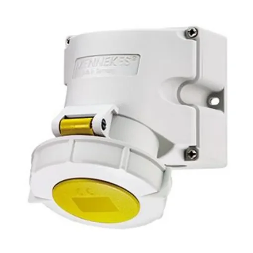 MENNEKES IP67 Yellow Wall Mount 3P 25 ° Industrial Power Socket, Rated At 32A, 110 V - 9350 product image