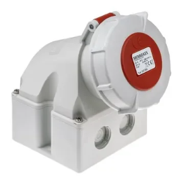 MENNEKES IP67 Red Wall Mount 4P 25 ° Industrial Power Socket, Rated At 32A, 400 V - 9372 product image