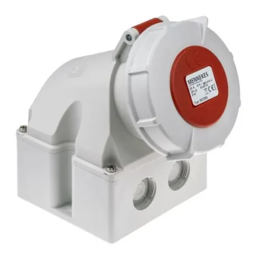 MENNEKES IP67 Red Wall Mount 4P 25 ° Industrial Power Socket, Rated At 32A, 400 V - 9372 product image