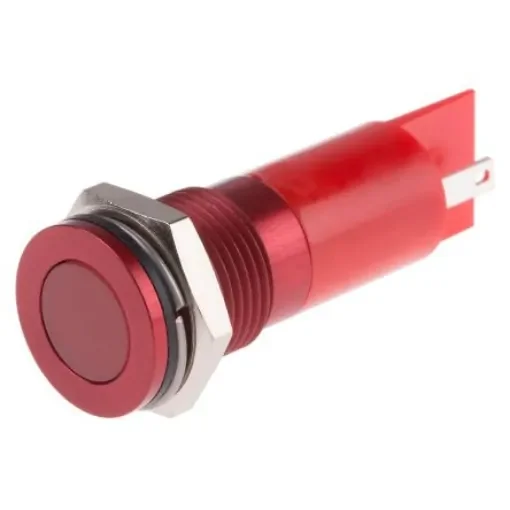 RS PRO Red Panel Mount Indicator, 12V dc, 14mm Mounting Hole Size, Faston, Solder Lug Termination, IP67 - 1116556 product image