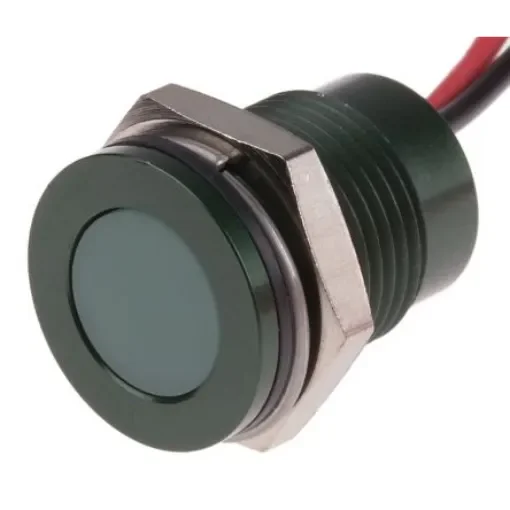 RS PRO Green Panel Mount Indicator, 12V dc, 14mm Mounting Hole Size, Lead Wires Termination, IP67 - 1116574 product image