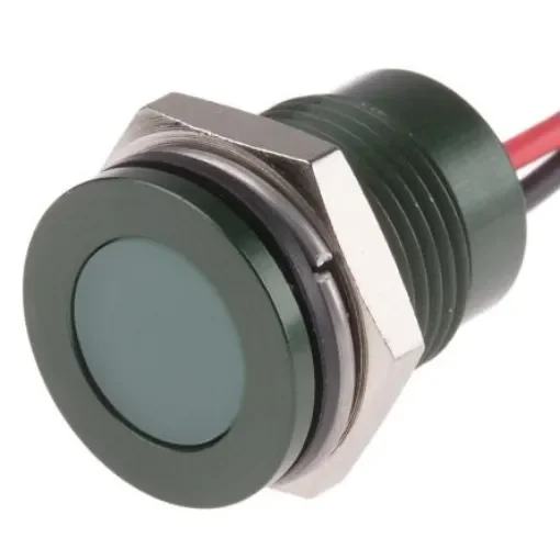 RS PRO Green Panel Mount Indicator, 24V dc, 14mm Mounting Hole Size, Lead Wires Termination, IP67 - 1116575 product image