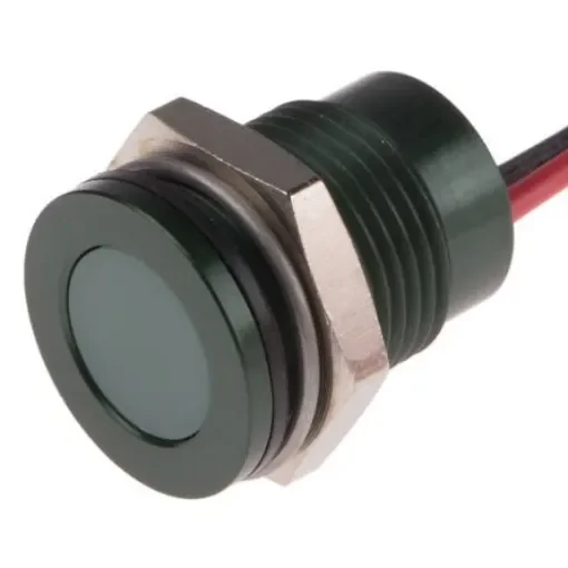 RS PRO Green Panel Mount Indicator, 220V ac, 14mm Mounting Hole Size, Lead Wires Termination, IP67 - 1116576 product image