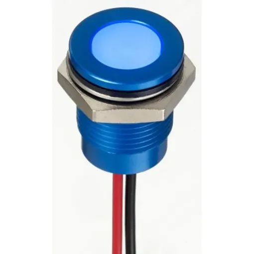 RS PRO Blue Panel Mount Indicator, 24V dc, 14mm Mounting Hole Size, Lead Wires Termination, IP67 - 1116578 product image