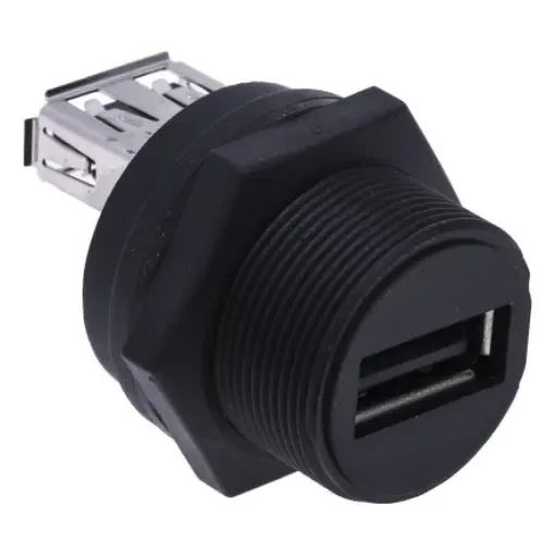 RS PRO Straight, Panel Mount, Socket- Dual Port Type A 2.0 IP67 USB Connector - 1116759 product image