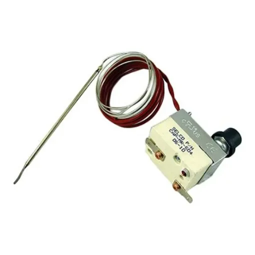Selco Capillary Thermostat, Opens at +260 °C, + 500 ºF, +400°C Max, Manual Reset, Screw Mount - CAP-MR-500-1 product image