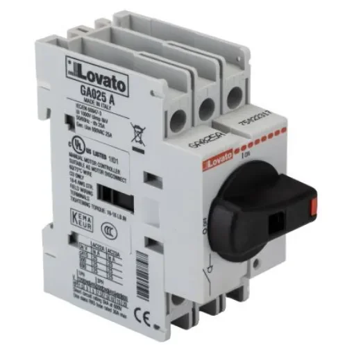 Lovato 3P Pole Isolator Switch - 25A Maximum Current, 22kW Power Rating, IP65 - GA025A product image