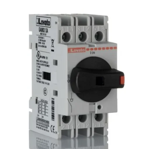 Lovato 3P Pole Din Rail, Screw Mount Switch Disconnector - 63A Maximum Current, 22kW Power Rating, IP65 - GA063SA product image