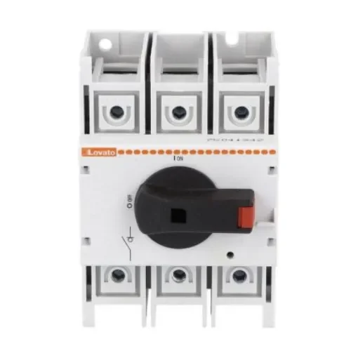 Lovato 3P Pole Switch Disconnector - 80A Maximum Current, 45kW Power Rating, IP20 - GA080A product image