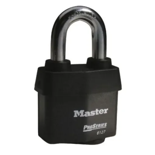 Master Lock Padlock Weatherproof Steel Padlock, 11mm Shackle, 65mm Body - 6127EURD product image