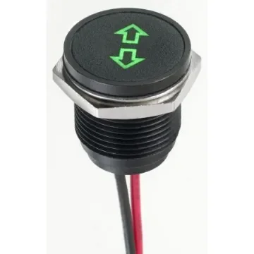 APEM Green Panel Mount Indicator, 12V dc, 16mm Mounting Hole Size, Lead Wires Termination, IP67 - Q16F5BXXHG12E-3AH product image