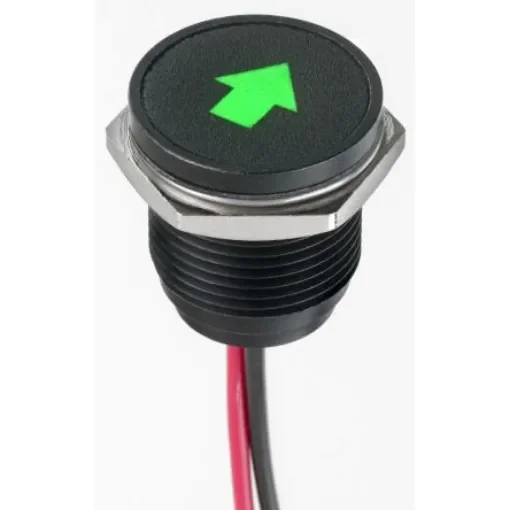 APEM Green Panel Mount Indicator, 12V dc, 16mm Mounting Hole Size, Lead Wires Termination, IP67 - Q16F5BXXHG12E-3K6 product image