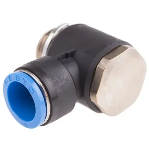 Festo QS Series Elbow Threaded Adaptor, G 1/2 Male to Push In 16 mm, Threaded-to-Tube Connection Style, 186147 - QSLV-G1/2-16 product image