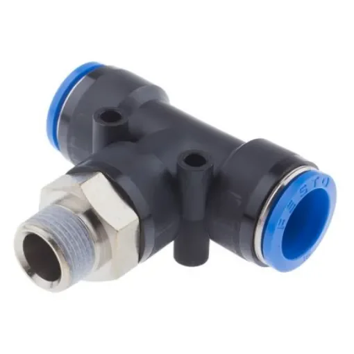 Festo QS Series Tee Threaded Adaptor, Push In 16 mm to Push In 16 mm, Threaded-to-Tube Connection Style, 164959 - QST-3/8-16 product image