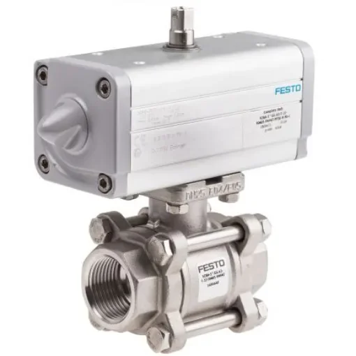 Festo Ball Valve type Pneumatic Actuated Valve, 63 - VZBA-1"-GG-63-T-22-F0405-V4V4T-PP30-R-90-C product image