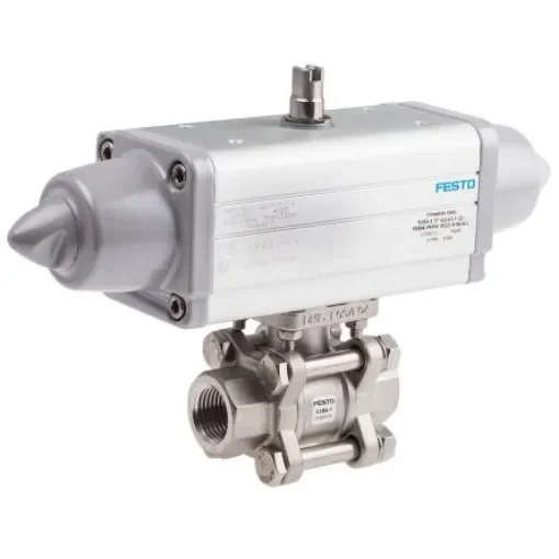 Festo Ball type Pneumatic Actuated Valve, BSPT 1/2in, 5.6 bar - VZBA-1/2"-GG-63-T-22-F0304-V4V4T-PS15-R-90-4-C product image
