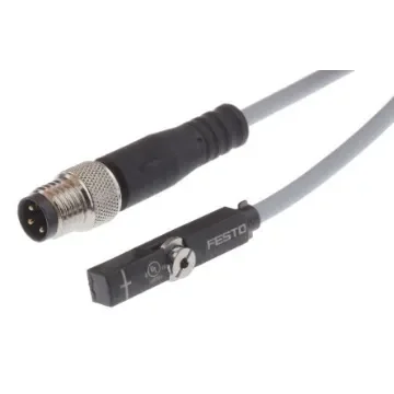 Festo Magneto Resistive Proximity Sensor, IP65, IP68, IP69K, 24V dc, NO Operation, SMT-8, with LED indicator, 574339 - SMT-8M-A-NS-24V-E-0,3-M8D product image