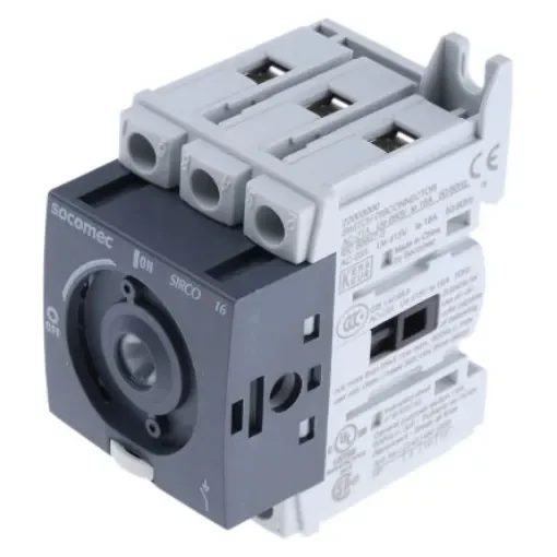 Socomec 3P Pole Isolator Switch - 32A Maximum Current, 15kW Power Rating, IP20 - 22003003 product image