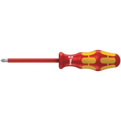 Wera Pozidriv Insulated Screwdriver, PZ2 Tip, 100 mm Blade, VDE/1000V, 205 mm Overall - 05006191001 product image