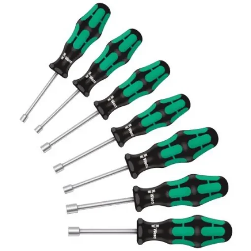 Wera Hexagon Nut Driver Set, 5 mm, 5.5 mm, 6 mm, 7 mm, 8 mm, 10 mm, 13 mm Tip, 90 mm Overall - 05029510001 product image