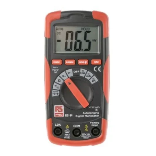 RS PRO RS14 Handheld Digital Multimeter, 10A ac Max, 10A dc Max, 600V ac Max - 1231938 product image