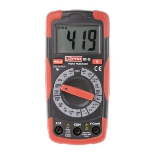 RS PRO RS12 Handheld Digital Multimeter, 10A dc Max, 600V ac Max - 1231939 product image