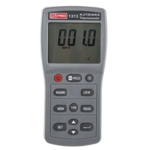 RS PRO 1313 Wired Digital Thermometer, E, J, K, N, R, S, T Probe, 1 Input(s), +1090 (J) °C, +1300 (N) °C, +1370 (K) °C, - 1232211 product image