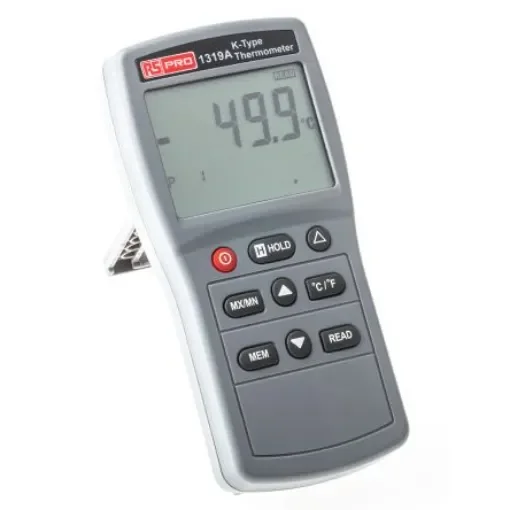 RS PRO 1319A Wired Digital Thermometer, K Probe, 1 Input(s), +1300 °C, +1999°F Max, 0.3 % ± 1 °C, 0.3 % ± 2 °F Accuracy - 1232215 product image