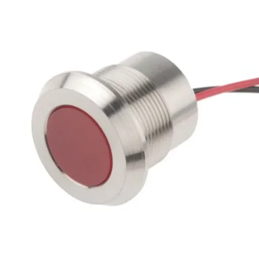 RS PRO Red Panel Mount Indicator, 12V dc, 22mm Mounting Hole Size, Lead Wires Termination, IP67 - 1232423 product image