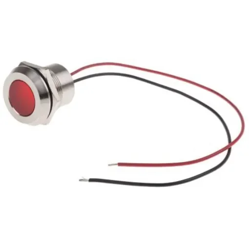 RS PRO Red Panel Mount Indicator, 28V dc, 22mm Mounting Hole Size, Lead Wires Termination, IP67 - 1232425 product image