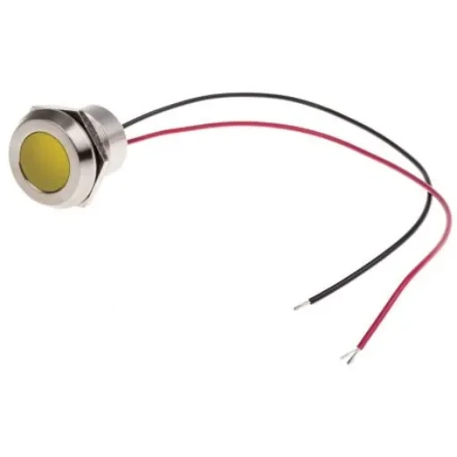 RS PRO Yellow Panel Mount Indicator, 24V dc, 22mm Mounting Hole Size, Lead Wires Termination, IP67 - 1232432 product image