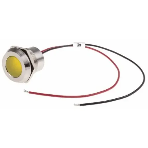 RS PRO Yellow Panel Mount Indicator, 220V ac, 22mm Mounting Hole Size, Lead Wires Termination, IP67 - 1232434 product image