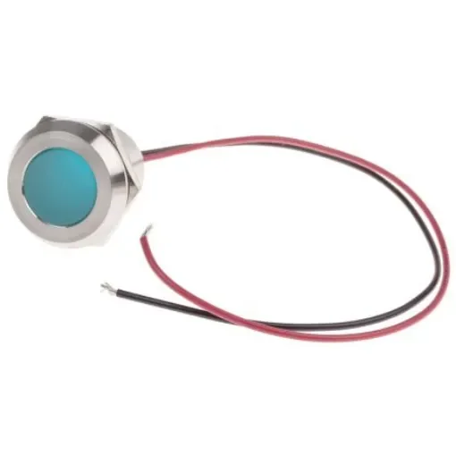 RS PRO Blue Panel Mount Indicator, 12V dc, 22mm Mounting Hole Size, Lead Wires Termination, IP67 - 1232435 product image