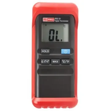 RS PRO RS51 Handheld Digital Thermometer, K Probe, 1 Input(s), +1300 °C, +1999°F Max, ±0.1 K Accuracy - 1233215 product image