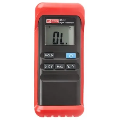 RS PRO RS51 Handheld Digital Thermometer, K Probe, 1 Input(s), +1300 °C, +1999°F Max, ±0.1 K Accuracy - 1233215 product image